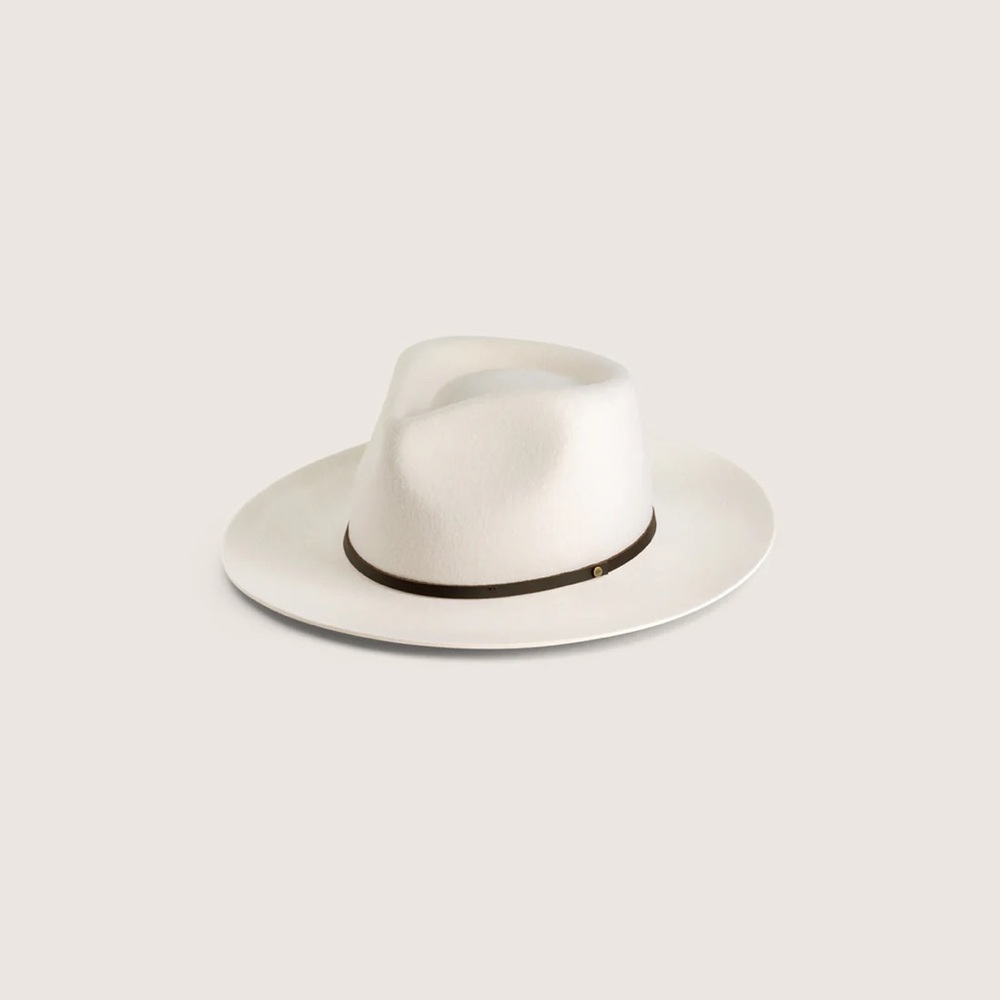 Classic Wide-Brim Women's Cream Fedora with Black Band - Picture 4 of 7